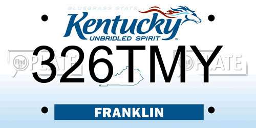 326TMY Kentucky License Plate
