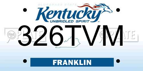 326TVM Kentucky License Plate