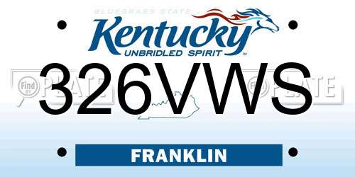 326VWS Kentucky License Plate