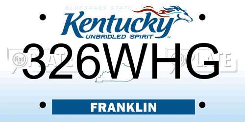 326WHG Kentucky License Plate