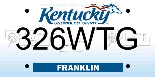 326WTG Kentucky License Plate
