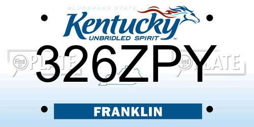 326ZPY Kentucky License Plate
