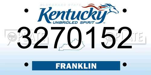 3270152 Kentucky License Plate