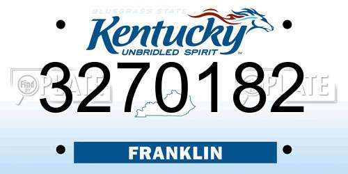 3270182 Kentucky License Plate