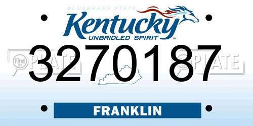3270187 Kentucky License Plate