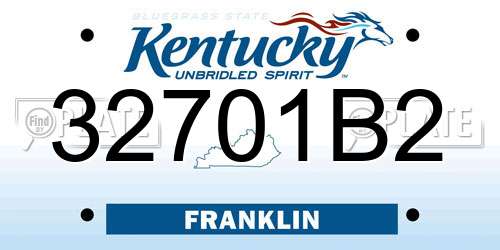 32701B2 Kentucky License Plate