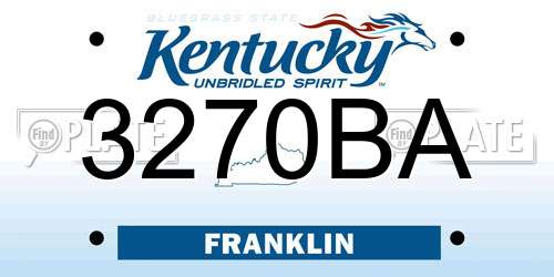 3270BA Kentucky License Plate