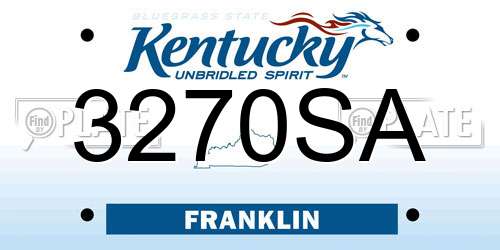 3270SA Kentucky License Plate