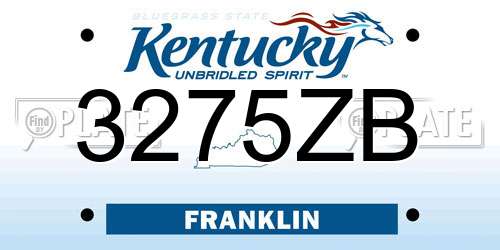 3275ZB Kentucky License Plate