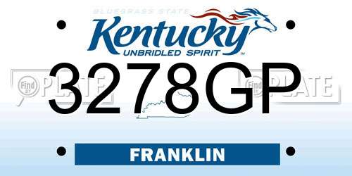 3278GP Kentucky License Plate