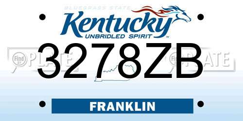 3278ZB Kentucky License Plate