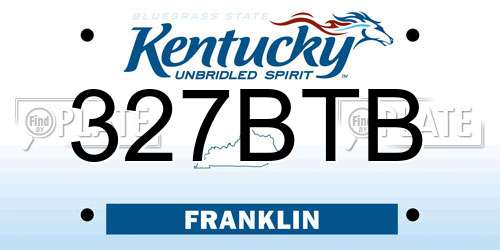 327BTB Kentucky License Plate