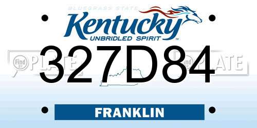 327D84 Kentucky License Plate