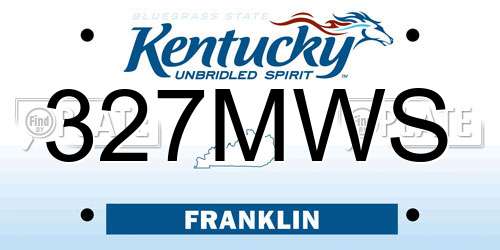 327MWS Kentucky License Plate