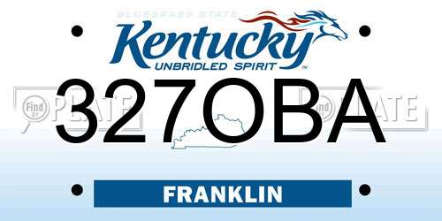 327OBA Kentucky License Plate