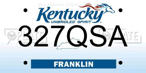 327QSA Kentucky License Plate