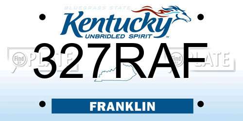 327RAF Kentucky License Plate