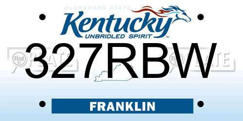 327RBW Kentucky License Plate