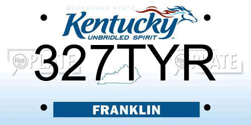 327TYR Kentucky License Plate