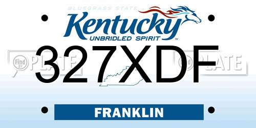 327XDF Kentucky License Plate