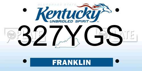 327YGS Kentucky License Plate