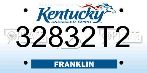 32832T2 Kentucky License Plate