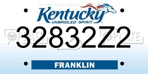 32832Z2 Kentucky License Plate