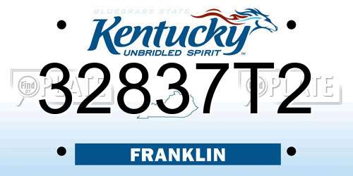 32837T2 Kentucky License Plate