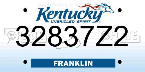 32837Z2 Kentucky License Plate