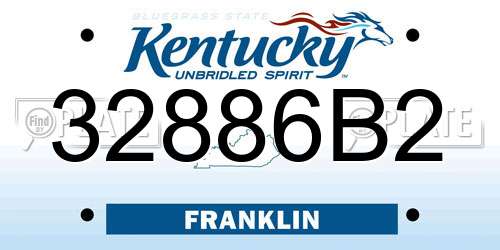 32886B2 Kentucky License Plate