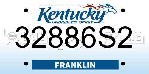 32886S2 Kentucky License Plate