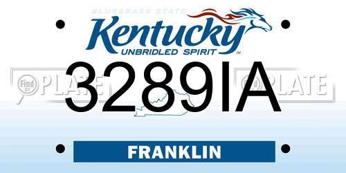 3289IA Kentucky License Plate