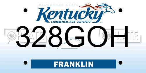 328GOH Kentucky License Plate