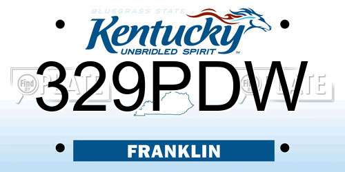 329PDW Kentucky License Plate