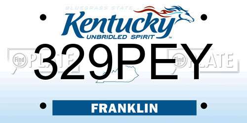 329PEY Kentucky License Plate