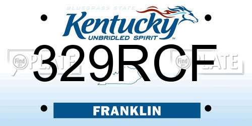 329RCF Kentucky License Plate