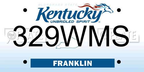 329WMS Kentucky License Plate