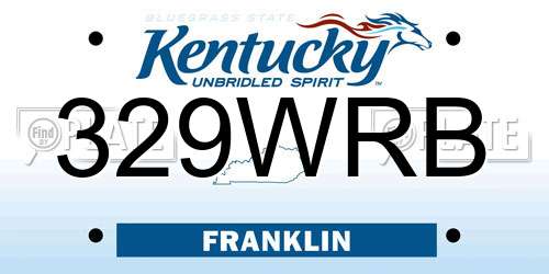 329WRB Kentucky License Plate