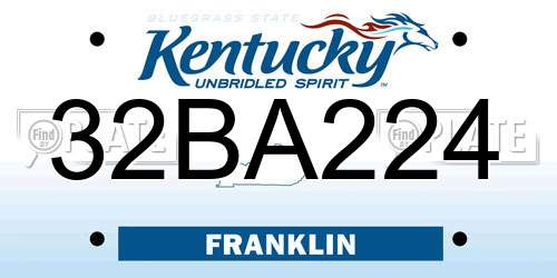 32BA224 Kentucky License Plate