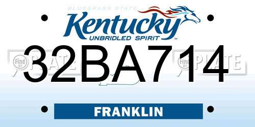 32BA714 Kentucky License Plate