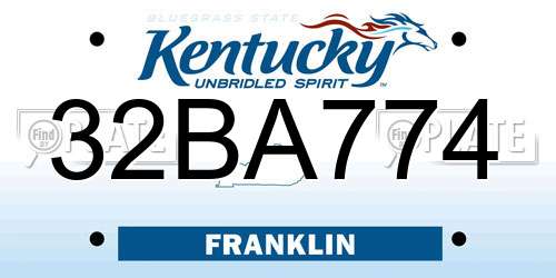 32BA774 Kentucky License Plate