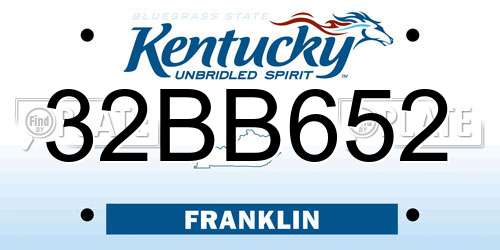 32BB652 Kentucky License Plate