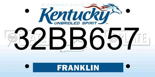 32BB657 Kentucky License Plate