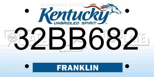 32BB682 Kentucky License Plate