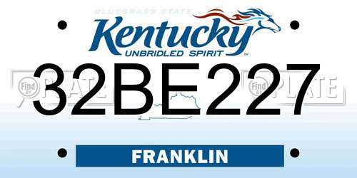 32BE227 Kentucky License Plate