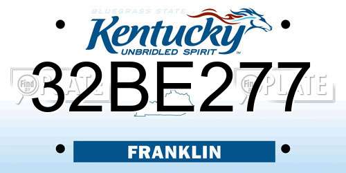 32BE277 Kentucky License Plate