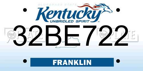 32BE722 Kentucky License Plate