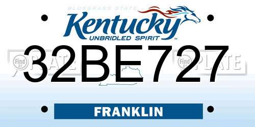32BE727 Kentucky License Plate