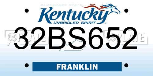 32BS652 Kentucky License Plate