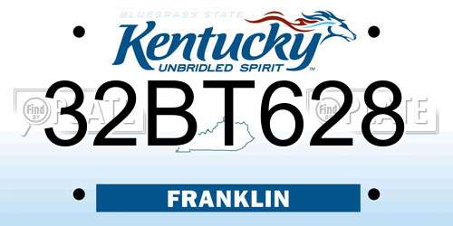 32BT628 Kentucky License Plate